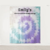 タイダイ バースデーパーティ レインボー ヒッピーバックドロップ タペストリー (正面)