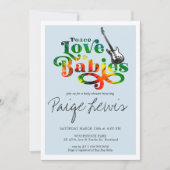 タイダイ・ヒッピー・ベイビーシャワーの招待状 (正面)