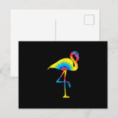 タイダイ フラミンゴ レインボー プリント 鳥 動物 ヒッピーファッション インビテーションポストカード (正面/裏面)