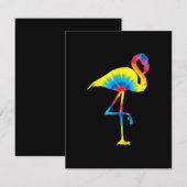 タイダイ フラミンゴ レインボー プリント 鳥 動物 ヒッピーファッション 招待状 (正面/裏面)