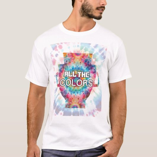 タイダイ・レトロ・トロフィーデザイン Tシャツ (正面)
