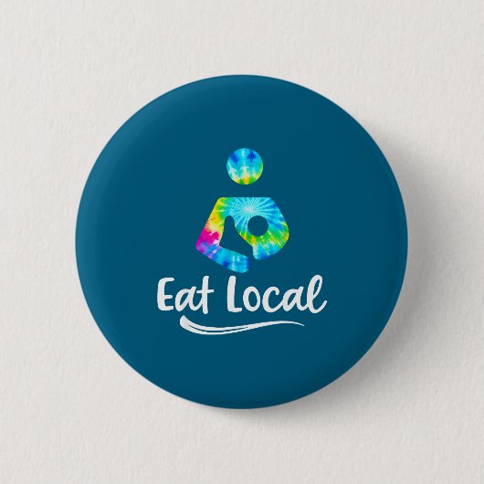 タイダイ Eat Local 母乳育児 サバイバーデザイン 缶バッジ (正面)