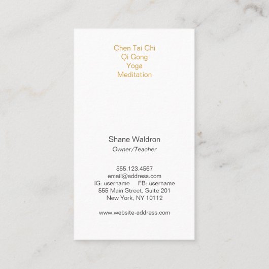 タイチー武術アーツ 名刺 (裏面)