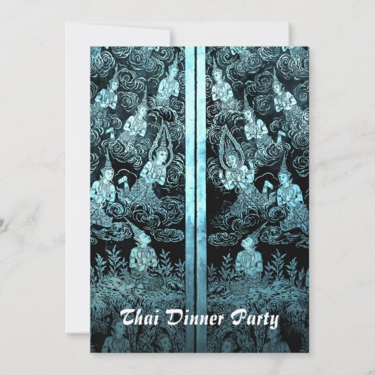 タイディナーテーマパーティー招待状ブルー 招待状 (正面)