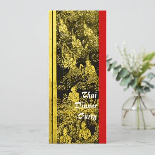 タイディナーテーマパーティー招待状金ゴールド 招待状 (スタンド正面)
