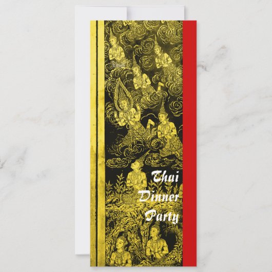 タイディナーテーマパーティー招待状金ゴールド 招待状 (正面)