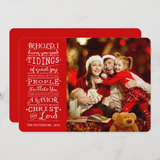 タイディングズオ素晴らしブジョイクリスマス恵みフォトカード シーズンカード (正面/裏面)