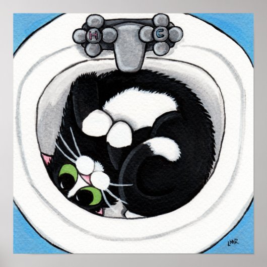 タイトなフィット(v2)青 |キャットアート ポスター (正面)