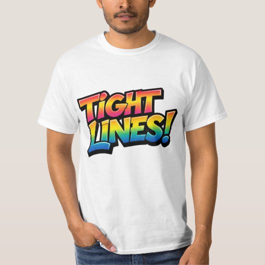 タイトラインズ レインボーグラデーション 面白い釣りギフト Tシャツ (正面)