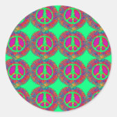 タイトリップ（幻覚体験）のような染平和サイケデリック標識 ラウンドシール (正面)