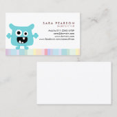 タイトルおもしろい可愛いブルーモンスターエイリアンキッズネームカード 名刺 (正面/裏面)