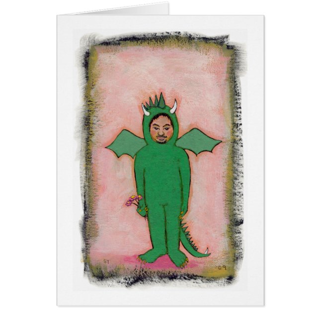 タイトルを付けられる:  ドラゴンのスーツ-おもしろいの芸術の人 (正面)