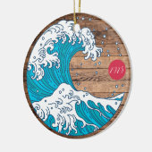 タイトル素朴ウェーブと太陽 – カスタム年名 セラミックオーナメント (左)