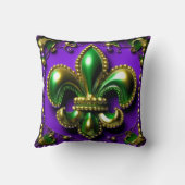 タイトル緑と紫の（紋章の）フラ・ダ・リ装飾用クッション クッション (裏面)