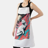 **タイトル:**「ささやきウィムシー:猫の熱狂プリント」 エプロン (インサイチュ)
