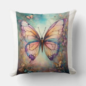 タイトル： 「ウィスパリング・ウィングス：手描き蝶の雨 クッション (裏面)