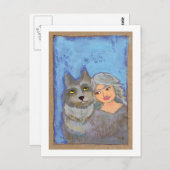 タイトル:ウルフウーマン – おもしろいモダンフォークア絵画ートズ ポストカード (正面/裏面)