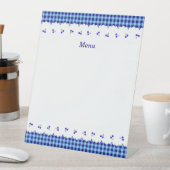 タイトル　カスタマイズ　チェリー　チェック　ブルー     台座サイン (インサイチュ)