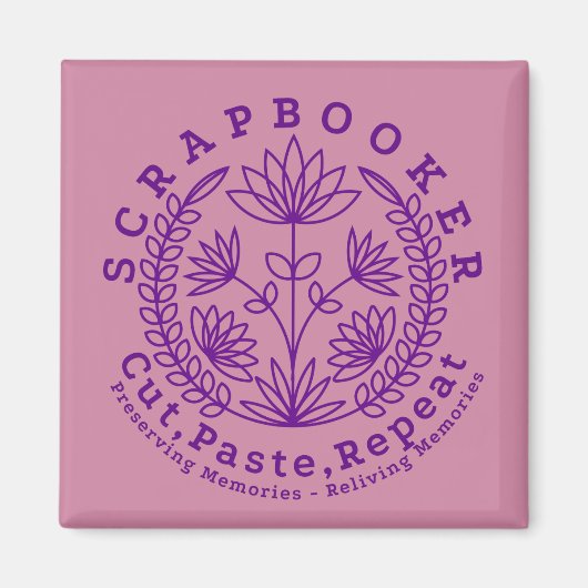 タイトル: 「スクラップブックユーザー – 切り取り、貼り付け、繰り返し」 マグネット (正面)