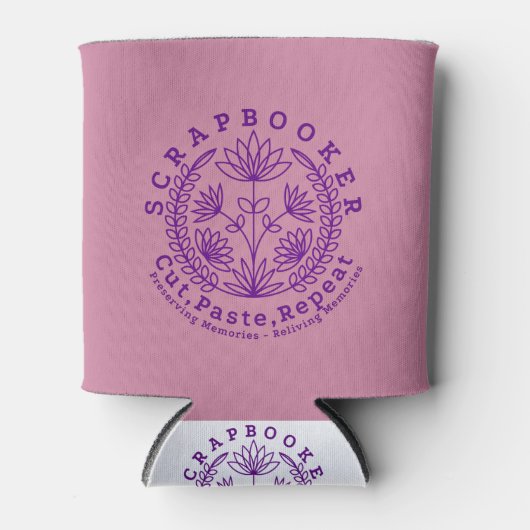 タイトル: 「スクラップブックユーザー – 切り取り、貼り付け、繰り返し」 缶クーラー (正面)