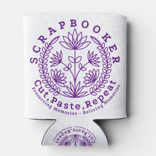 タイトル： 「スクラップブックユーザー – 切り取り、貼り付け、繰り返し」 缶クーラー (裏面)