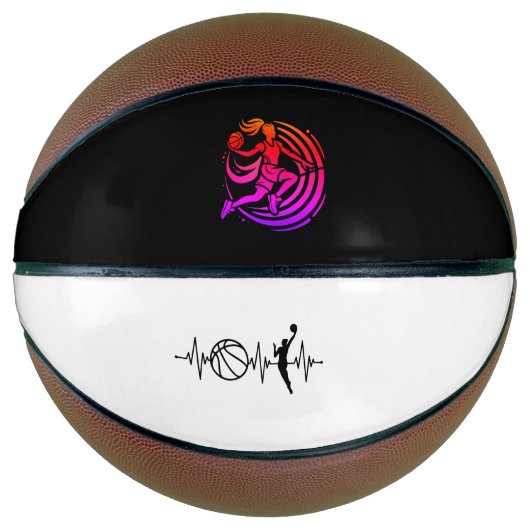 タイトル：ダイナミックな女性バスケットボールシルエットロゴ バスケットボール (正面)