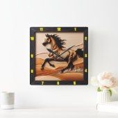 タイトル：デザートスプリント彫刻ウッドアラビア時計 スクエア壁時計 (ホーム)