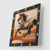 タイトル：デザートスプリント彫刻ウッドアラビア時計 スクエア壁時計 (傾斜)