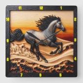 タイトル:デューンスプリント:アパーソナライズされたビアラビアチャレッド スクエア壁時計 (正面)