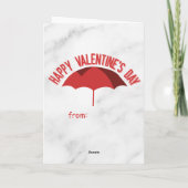 タイトル: バレンタインの恋人たち - ハッピーな傘の下のロマンチックカップル カード (裏面)