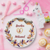 タイトル：パーソナライズされたフローラ結婚プレート- Bouchra ペーパープレート (パーティー)