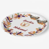 タイトル：パーソナライズされたフローラ結婚プレート- Bouchra ペーパープレート (アングル)