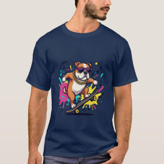 タイトル: ファンキーなキャラクタードッグ グラフィックTシャツ Tシャツ