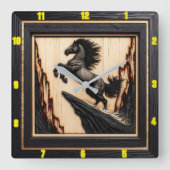 タイトル:マウンテンスピリットパーソナライズされた:チャレッド・ウッド スクエア壁時計 (正面)