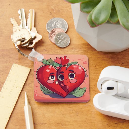 タイトル：リンクハート» Double Heart Keychain キーホルダー (デスク)