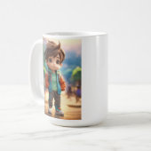 タイトル： "朝の至福マグカップ"説明：スタート コーヒーマグカップ (正面左)