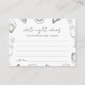 タイトル：貝殻に描かれた牡蠣のデートナイトアイデアとブライダルシャワーのデザイン エンクロージャーカード (正面)