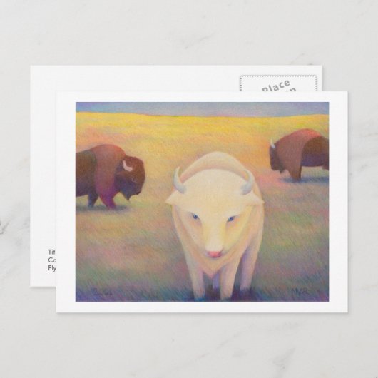 タイトル: 非凡 – 神聖な白いバッファロー ポストカード (正面/裏面)