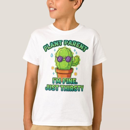 タイトル: 面白いサボテンの植物親 Tシャツ (正面)