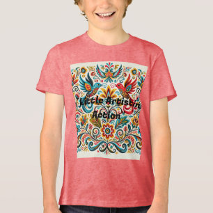 タイトル:鮮やかフォークアート花柄Tシャツ トライブレンドTシャツ
