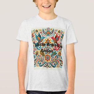 タイトル:鮮やかフォークアート花柄Tシャツ トライブレンドTシャツ