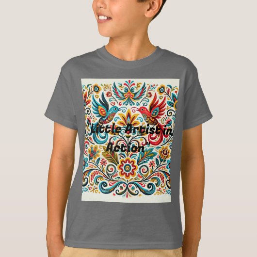 タイトル:鮮やかフォークアート花柄Tシャツ Tシャツ (正面)