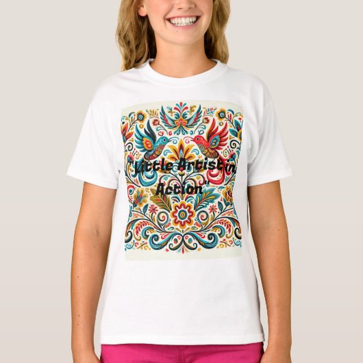 タイトル:鮮やかフォークアート花柄Tシャツ Tシャツ (正面)