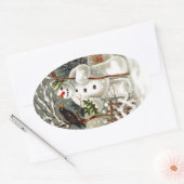 タイトル:Mr.雪だるまとMr.クロウオーバルステッカー 楕円形シール (封筒)