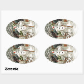 タイトル:Mr.雪だるまとMr.クロウオーバルステッカー 楕円形シール (シート)