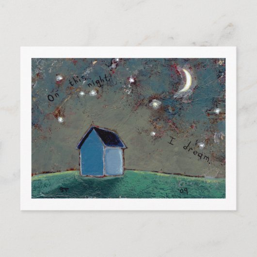 タイトル： Tiny Art #593 - Stars moon house dream ポストカード (正面)