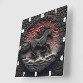 タイトル：Wave Gallop Craft: Carved Look Equestrian スクエア壁時計 (傾斜)