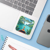 タイトロピカルアイランドロングテールボートヴィンテージ シール (ノートパソコンとiPhone)