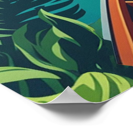 タイトロピカルアイランドロングテールボートヴィンテージ ポスター (角)