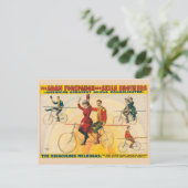 タイトロープに自転車のライダーを示すサーカスのポスター ポストカード (スタンド正面)